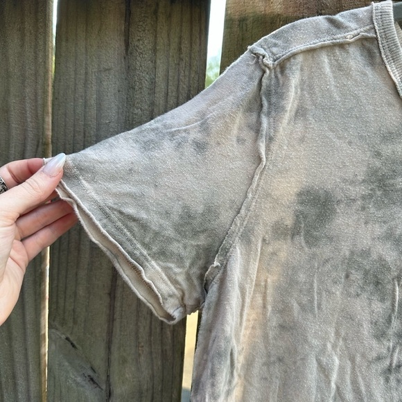 Free People We The Free Riptide Tie Dye Neutral Brown Exposed Seam Tee - Picture 5 of 9